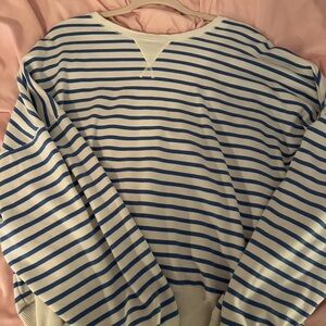 American Eagle Outfitters Navy and Cream Striped Turtleneck Sweater